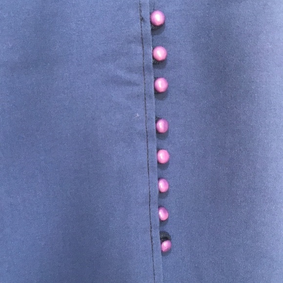 VINTAGE Niki blue High waisted pencil skirt button slit sz S/M - Picture 3 of 11